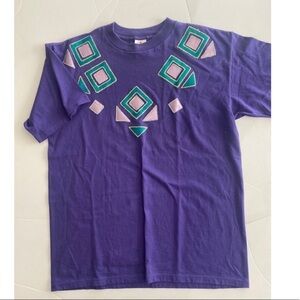Vintage single stitch glitter t shirt purple L
